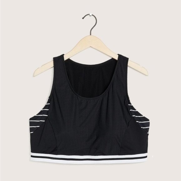 Active Zone Women Black U-Neck Bikini Top with Exposed Elastic Plus Size 4X - Picture 2 of 11